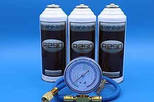 CMEBIZ Envirosafe R290, 3 cans and Brass charging gauge/hose