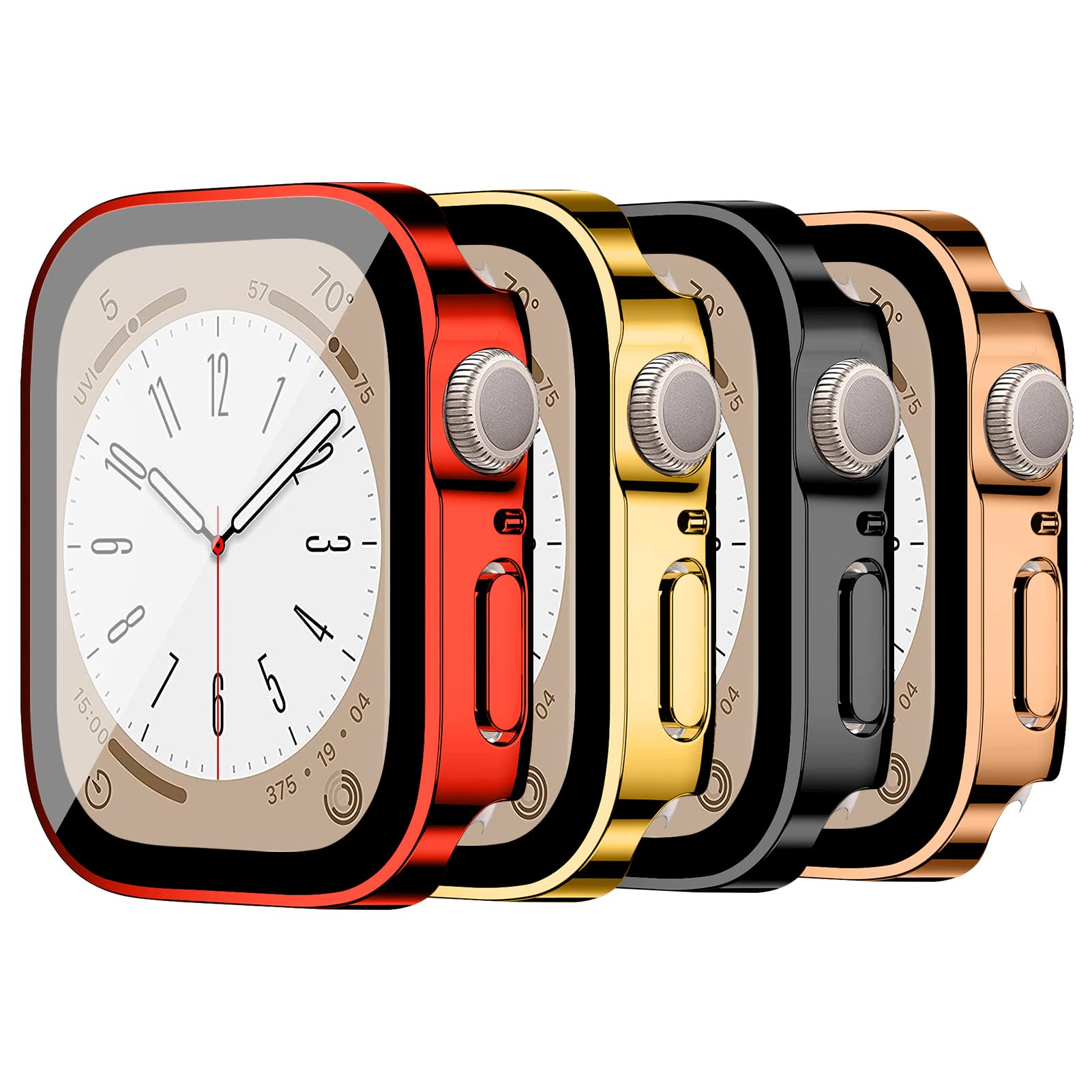 Cases with Screen Protector for Apple Watch Case 40mm 42mm 44mm 41mm 45mm 46mm with Built-in Tempered Glass Film Screen Protector, Hard PC Protective Case Cover for Apple Watch Series 10 9 8 7 6 5 4
