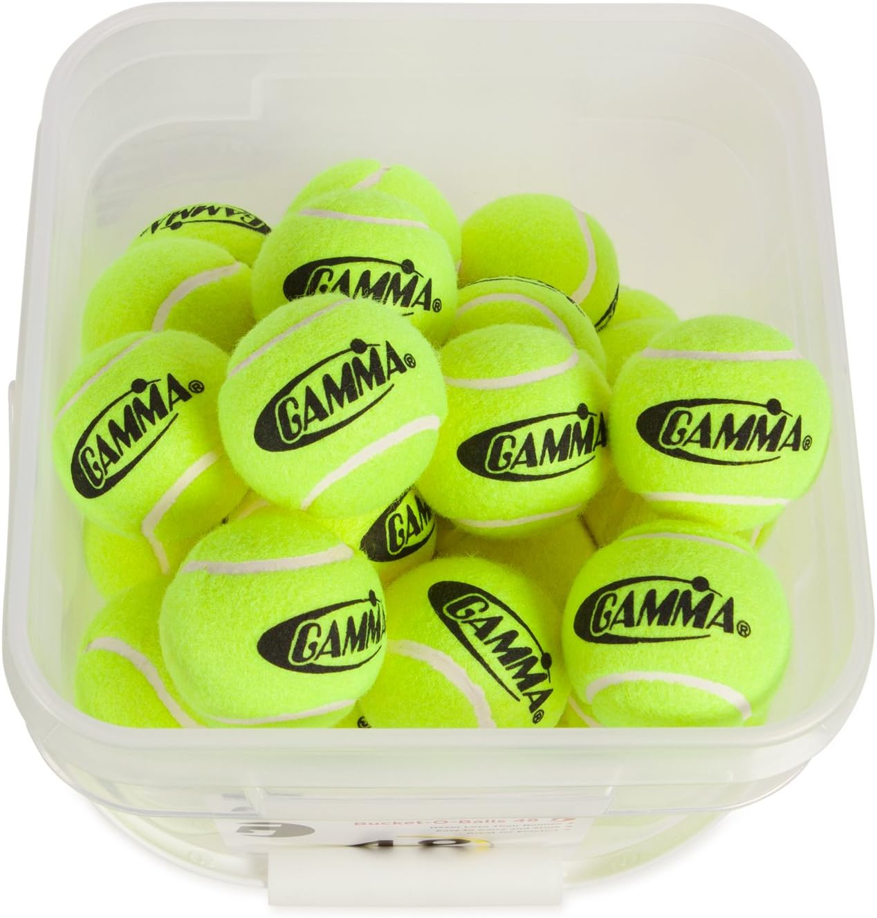 GAMMA Pressureless Tennis Ball Bucket| Case w/48 Practice Balls| Sturdy/Reusable/Portable Bucket to Replace Less Durable Tennis Mesh Bags| Ideal For All Court Types| Gamma Premium Tennis Accessories : Tennis Balls : Sports & Outdoors