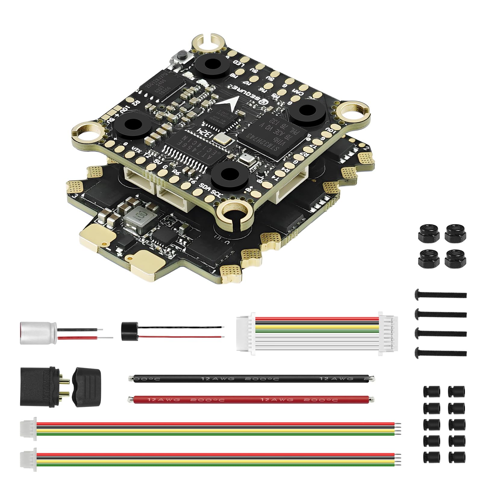 Photo 1 of SEQURE AIO Flight Controller Stack 70A 4IN1 Brushless ESC 20x20 & 30.5x30.5 FPV Drone FC Stack 5V/10V Dual BEC Betaflight Configuration, Blackbox, Barometer for FPV Racing Drones Freestyle Quadcopter