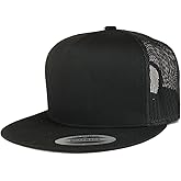Trendy Apparel Shop Structured Plain 5 Panel Classic Trucker Flatbill Mesh Snapback Cap