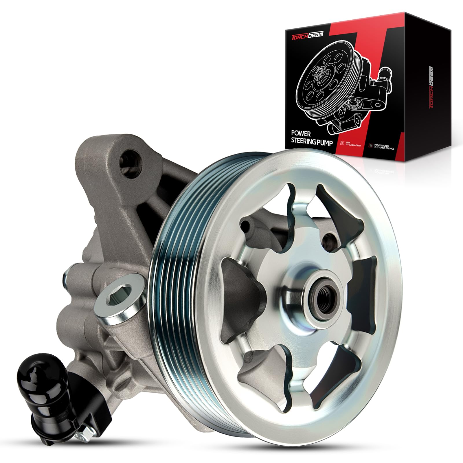 Photo 1 of Torchbeam Power Steering Pump Compatible with 2008 2009 2010 2011 2012 Accord LX EX 2.4L L4, Car Power Steering Replacement Parts for OEM 21-5495 56100R40P05, Steering Pump Assist with Pulley