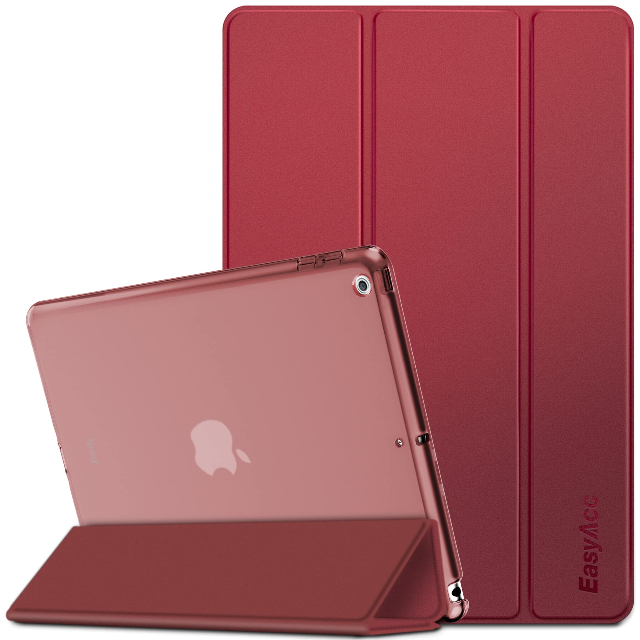 EasyAcc Case Compatible with iPad 9.7 2018 / iPad 6 Generation/iPad 2017 / iPad 5 Generation, samrt case with Stand Ultra Thin Translucent Matt Back Cover Auto Wake Up/Sleep Function(Wine Red)
