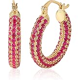 Silver/Golden Hoop Earrings for Women Trendy Prom Chunky Hoops Earring 18K Gold Plated 925 Sterling Silver Post, Sparkling Stones Jewelry Gifts