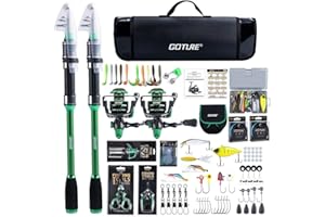 Goture Black and Green Telescopic Fishing Rod Kit, Complete Accessories, Lightweight Carbon Fiber, Portable Design, 5.91FT(1.