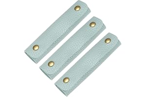 TIXIPEM Leather Handle Wrap [3PCS] - Handbag Handle Wrap Cover with 2 Metal Clasps Use for Suitcases & Bags & Shopping Totes & Wallets - [Sky Blue-5IN/12CM] Soft Purse Strap Pad
