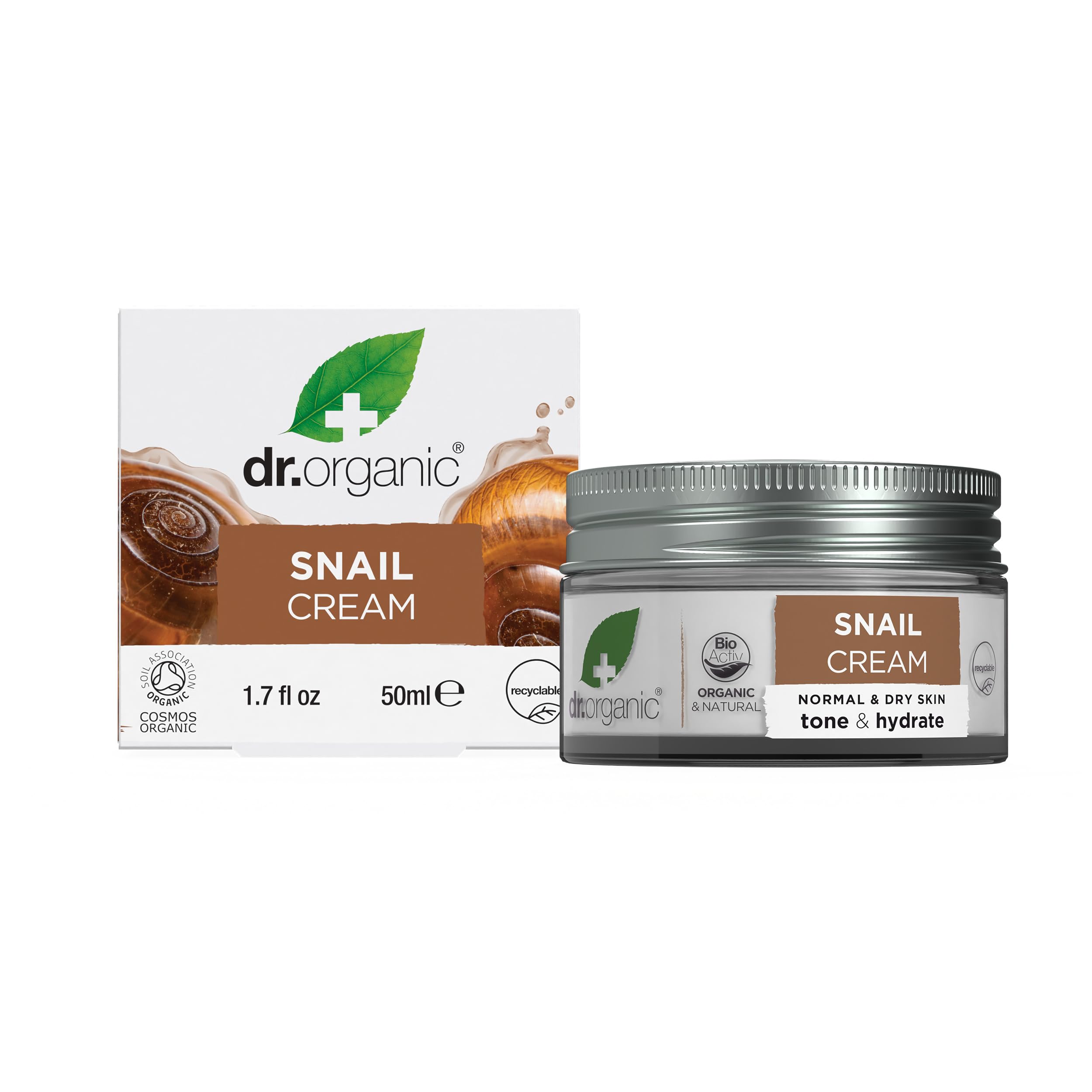 Dr Organic Snail Gel Cream, Healthy-Aging, Moisturising, Mens, Womens, Normal & Dry Skin, Natural, Vegetarian, Cruelty-Free, Paraben & SLS-Free, Recycled & Recyclable, Organic, 50ml — image 1