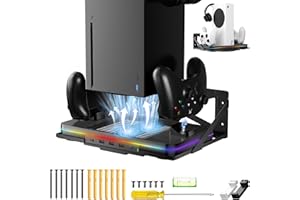 Allnice Wall Mount Charging Stand for Xbox Series X/S with Cooling Fan, Wall Mount Vertical Fast Charging Station with 3 USB Ports, Dual Controller Charger Station Dock Accessories with Cooling Stand