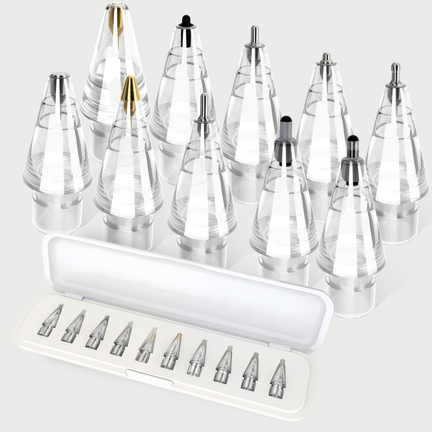 Photo 1 of ?10 Pack Upgraded Replacement Apple Pencil Tips, Apple Pencil Pro/USB-C/2nd/1st Generation Tips, Apple Pen Tips for Painting, Sketching, High Sensitivity iPencil Tips for Note-Taking