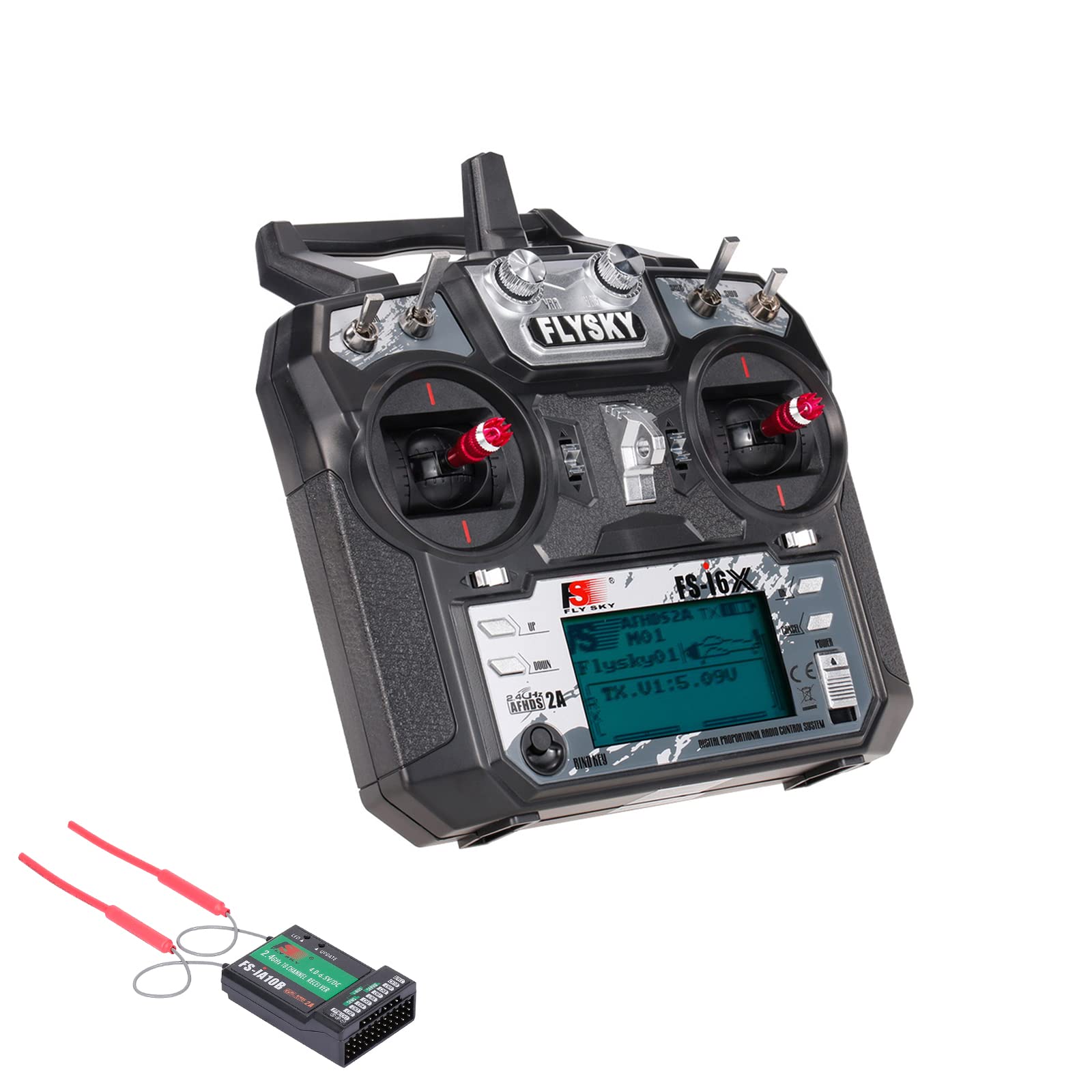 Goolsky FS-i6X RC Transmitter 2.4GHz 10CH AFHDS 2A with FS-iA10B Receiver for RC Drone Airplane Helicopter