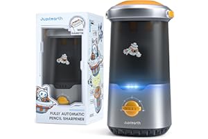 JUPITEARTH Electric Pencil Sharpener for Kids, Hands-Free, Rechargeable, Auto in & Out Spaceship Fully Automatic Pencil Sharp