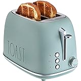 Rae Dunn Retro Rounded Bread Toaster, 2 Slice Stainless Steel Toaster with Removable Crumb Tray, Wide Slot with 6 Browning Le