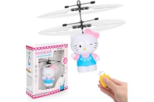 FIGALL Flying Fairy Toys Flying Ball - Infrared Induction RC Flying Ball Toy for Kids Birthday Gifts Light Helicopter Flying Drone Indoor and Outdoor Games Toys for Boys Girls 6 7 8 9 10+ Year Old (Cat)