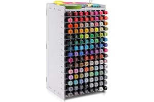 Yrangee Marker Organizer, 120 Slots Marker Holder Organizer, Marker Storage with Divider Art Marker Rack for Pens Colored Pencils Art Brushes Adjustable Pencil Holder for Desk Organizer