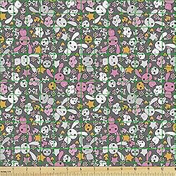 Ambesonne Cartoon Fabric by The Yard, Kawaii