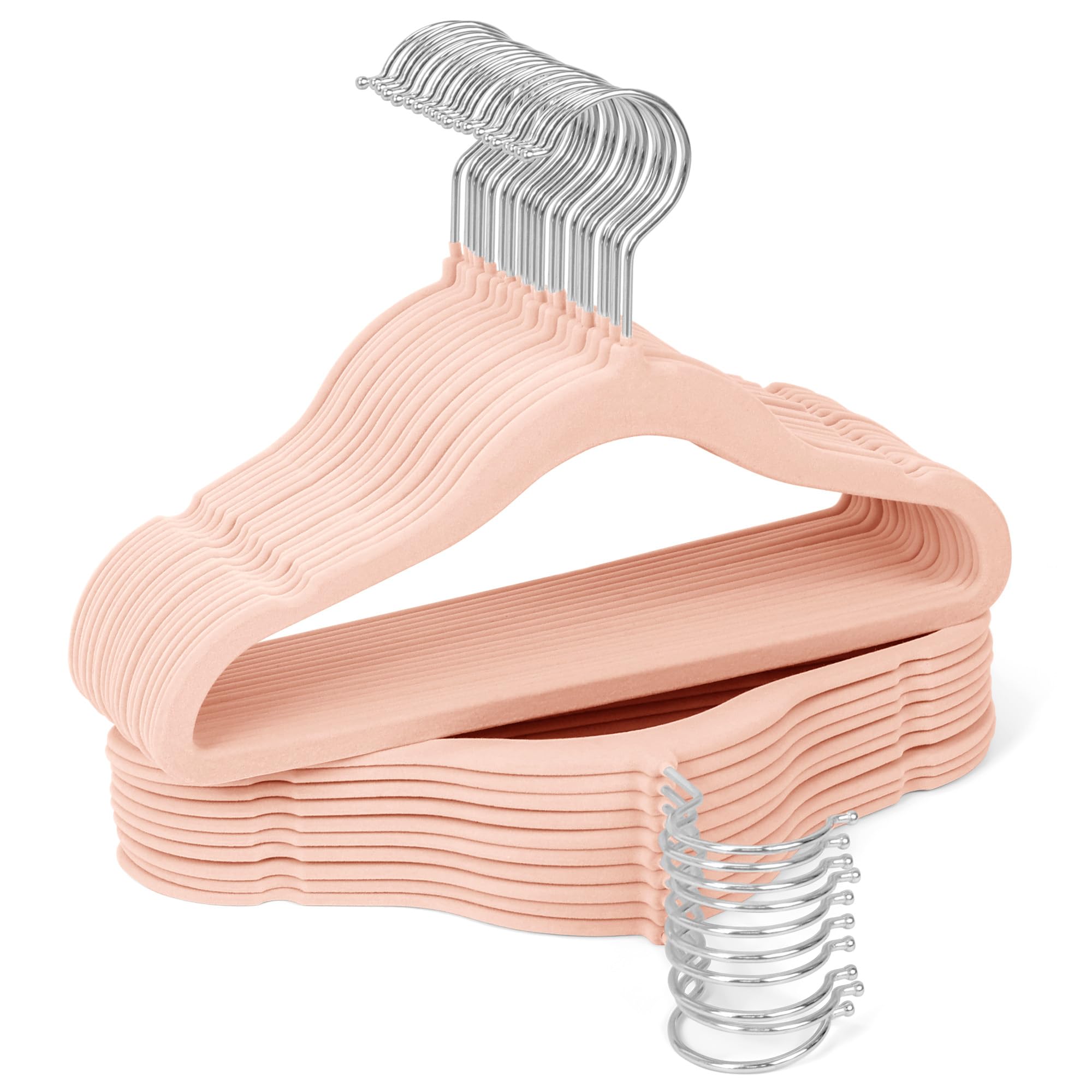 Photo 1 of Sishynio Kids Velvet Hangers 30 Pack, 11 Inch Non-Slip Baby Clothes Hangers, Slim & Space-Saving Flocked Hangers for Toddler & Childrens Closet, Small Heavy Duty Felt Hanger(Pink)