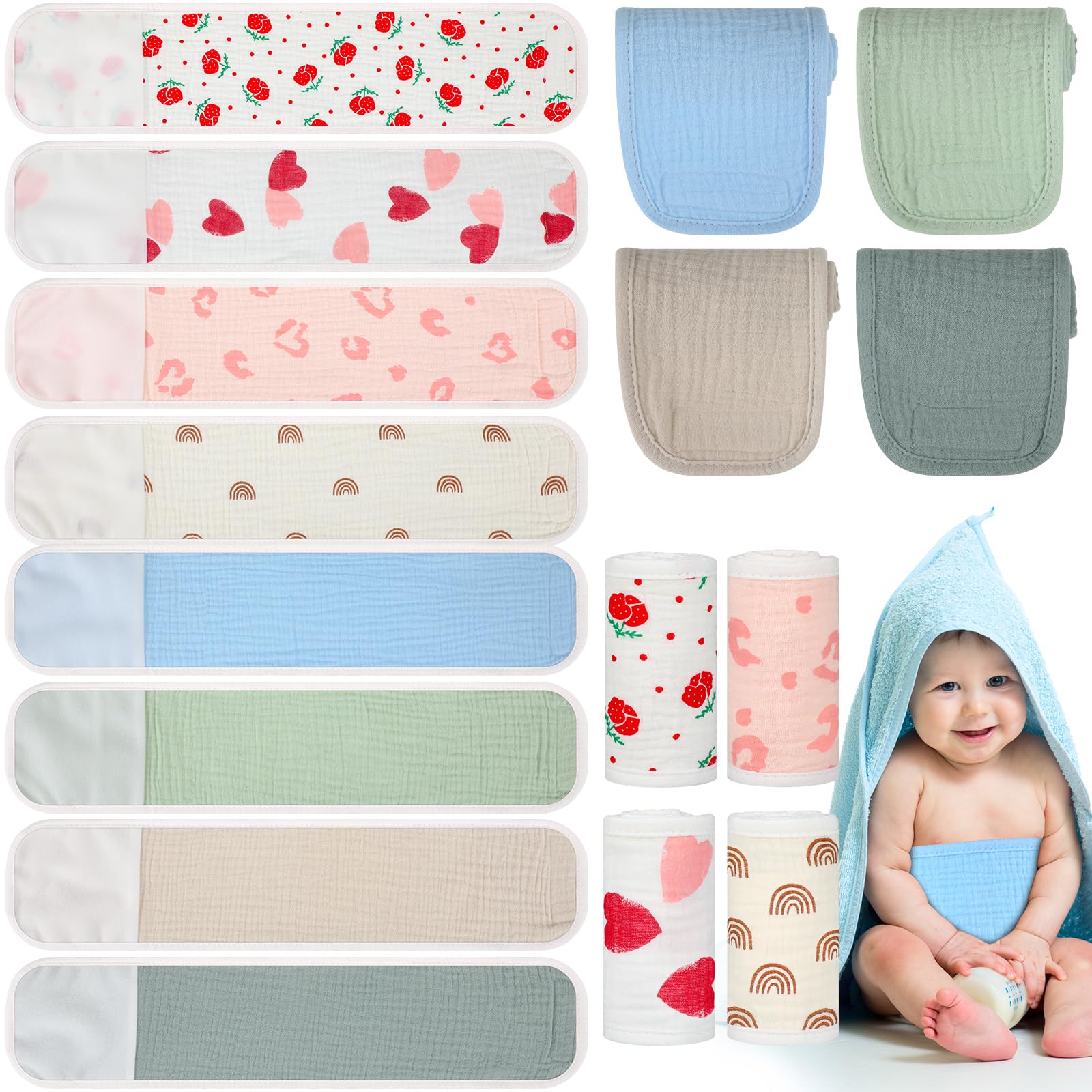 Photo 1 of Vabean 8 Pcs Baby Infant Umbilical Cord Comfort Adjustable Cotton Belly Band for Protection, Baby Gifts for 0 To12 Months (Cute)