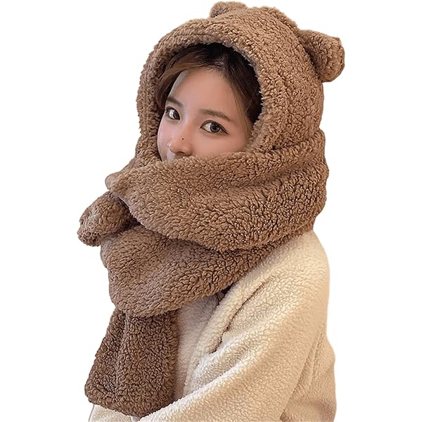 Amazon.com: Kawaii Cute Bear Ear Hat Scarf Glove Set Winter