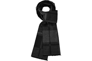 Buauty Winter Scarf for Men Long Warm Soft Cashmere Feel Classic Scarves Striped Plaid Tassel Scarfs Holiday Gift Mens