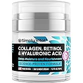 SimplyVital Collagen, Retinol & Hyaluronic Acid Cream - Anti-Aging Face Moisturizer for Face, Neck & Décolleté - Made in USA,
