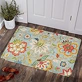 Lahome Collection Modern Floral Area Rug - 2’X 3’ Non-Slip Colorful Vintage Throw Area Rug Accent Distressed Floor Carpet for