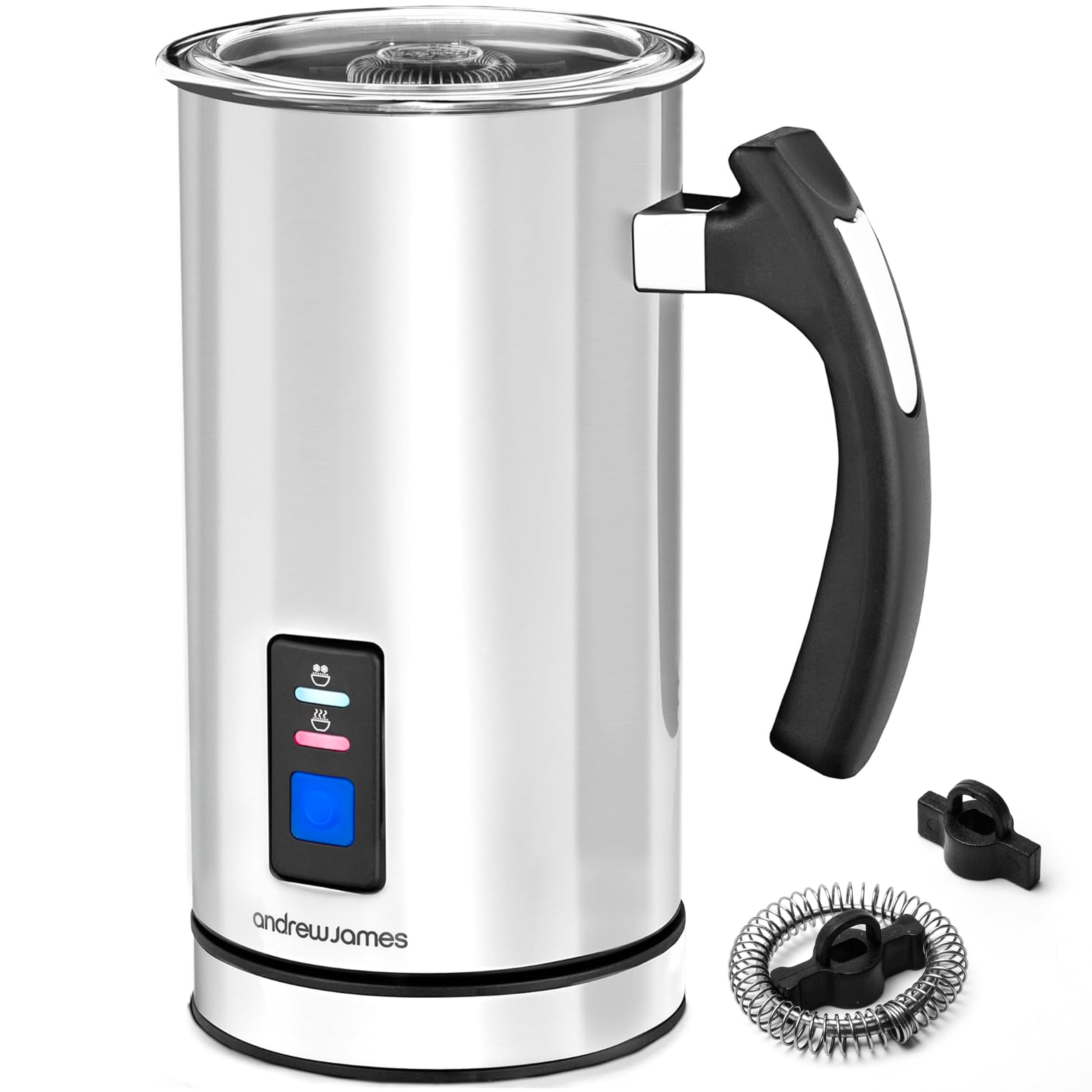 Andrew James Electric Milk Frother 5 in 1 – Electric Milk Steamer, Coffee Frother, Hot Chocolate Maker, Velvetiser Heater Jug, 300ml 500W Non-Stick, Simple One-Touch Operation