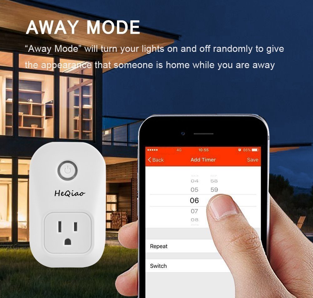 HeQiao Mini Smart Socket, WiFi Smart Plug, Intelligent WiFi Plug, Smart Home WiFi Switch Plug Wireless Remote Control Home Electronics for iPhone Android