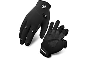 INPAKO Fishing Gloves, Winter Fishing Gloves for Men Women, 3 Fingerless Fleece Lined for Cold Weather Ice Fishing