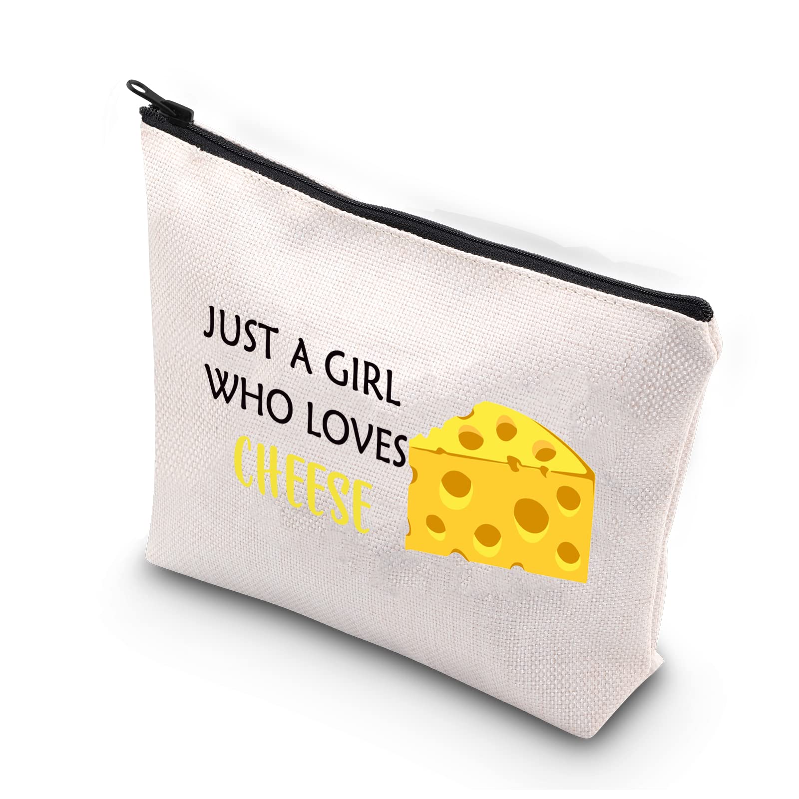 PLITI Cheese Gifts for Women Cheese Lover Gifts Just A Girl Who Loves Cheese Cosmetic Bag for Foodie Chef(Girl Loves Cheese U)