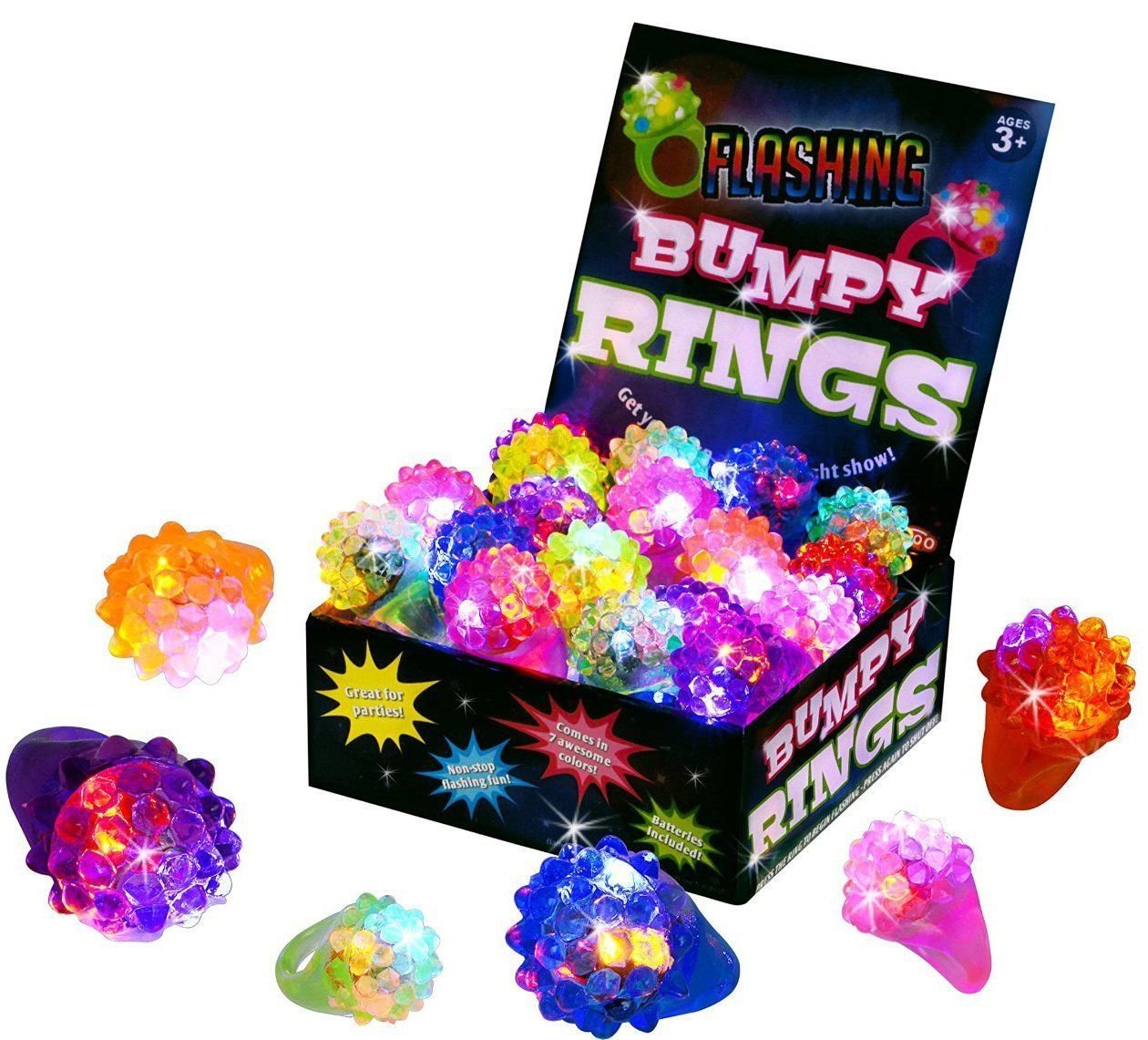 Buy Kangaroo's Flashing LED Light Up Toys, Bumpy Rings, 18Pack Long
