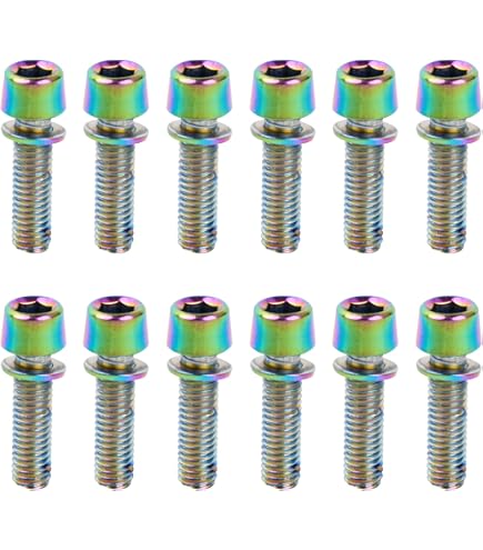 Chooee Lot de 6 boulons de potence M5 x 18 mm pour VTT/VTT/vélo de route Arc-en-ciel