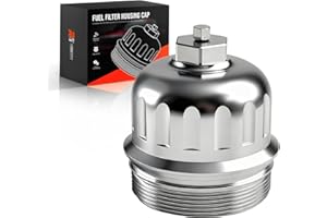 Billet Aluminum Fuel Filter Housing Cap with Drain Plug Compatible with 2017-2024 Chevy Silverado GMC Sierra 2500HD/3500HD 6.