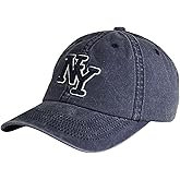 NY 3D Embroidered Cotton Dad Hat – New York Baseball Cap, Adjustable Metal Buckle Strap, Unstructured Low-Profile Style