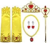 ALEAD Girls Long Satin Princess Dress Up Diamonds Bows Gloves for Kids