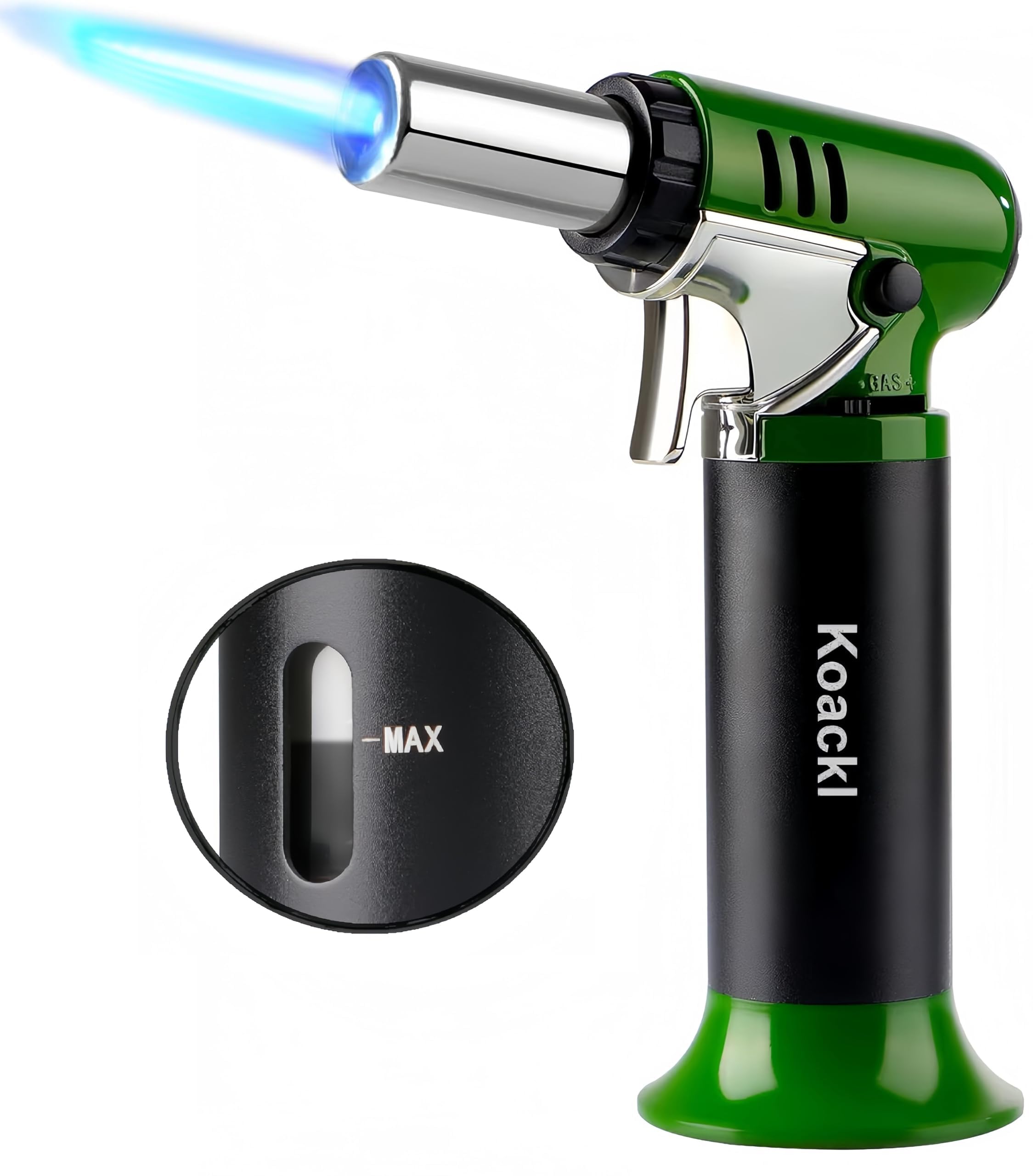 Photo 1 of KOACKL Refillable Butane Torch with Fuel Gauge & Safety Lock - Adjustable Flame - Perfect for Welding, Resin Art, & More - One-handed Operation (Butane Gas Not Included)