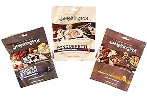 THE MELTING POT Melting Pot Chocolate Fondue; Mini Chocolate Wafers For Melting, Variety Pack (Dark Chocolate Cookies & Cream, White Chocolate, & Milk Chocolate Turtle), Pack of 3, 9.75oz Bags