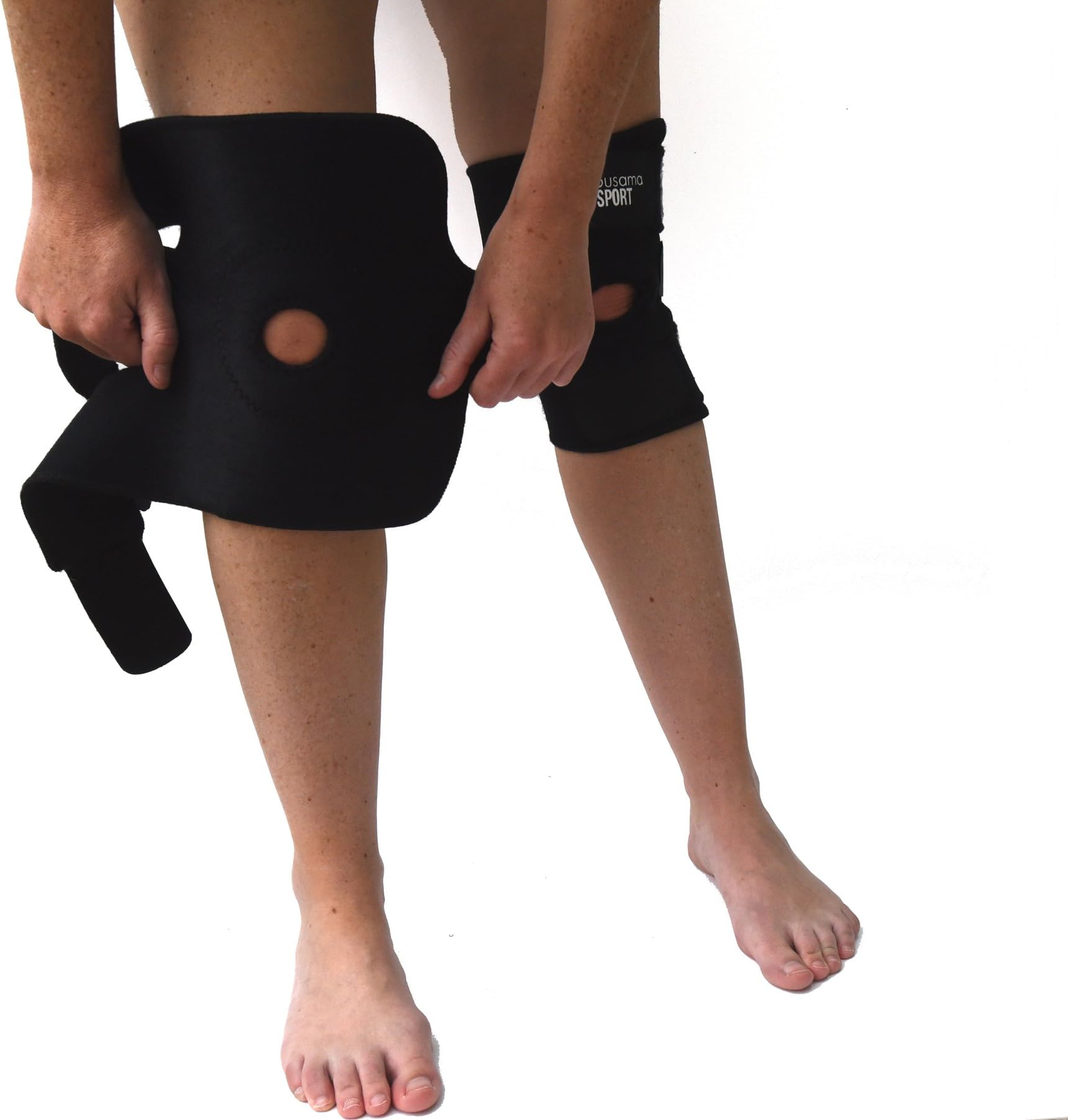 2 Susama Knee Braces โ 1 Size Fits All - Breathable Neoprene Knee Support - Open Patella Design - #1 for Walking, Running, Weightlifting, Crossfit & Arthritis โ FREE headband included!