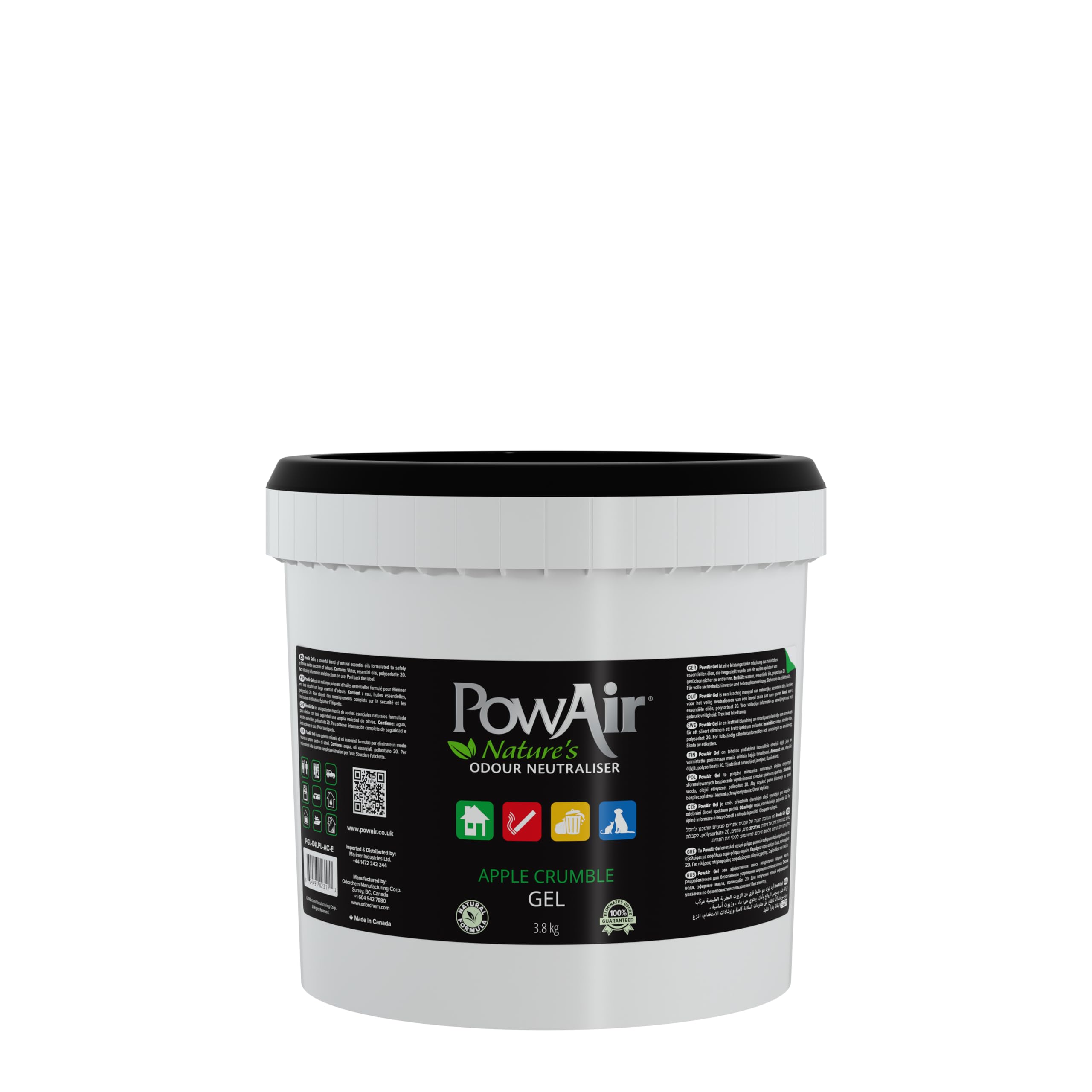 PowAir Gel Natural Odour Neutraliser - Apple Crumble Fragrance - Effective Home Odour Eliminator with Natural Essential Oils (3.8 Kg Pail)