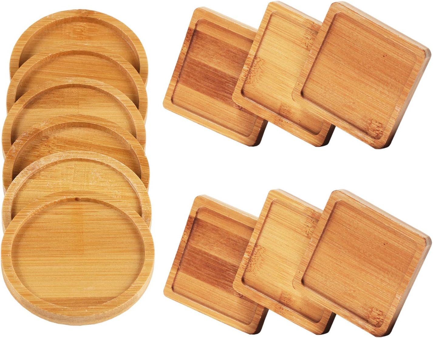Unime 12 Pack Bamboo Trays Set Bamboo Plant Saucer for