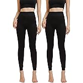 EABERN 2 Pairs Fleece Lined Leggings Women High Waist Thermal Warm Winter Shiny Tights