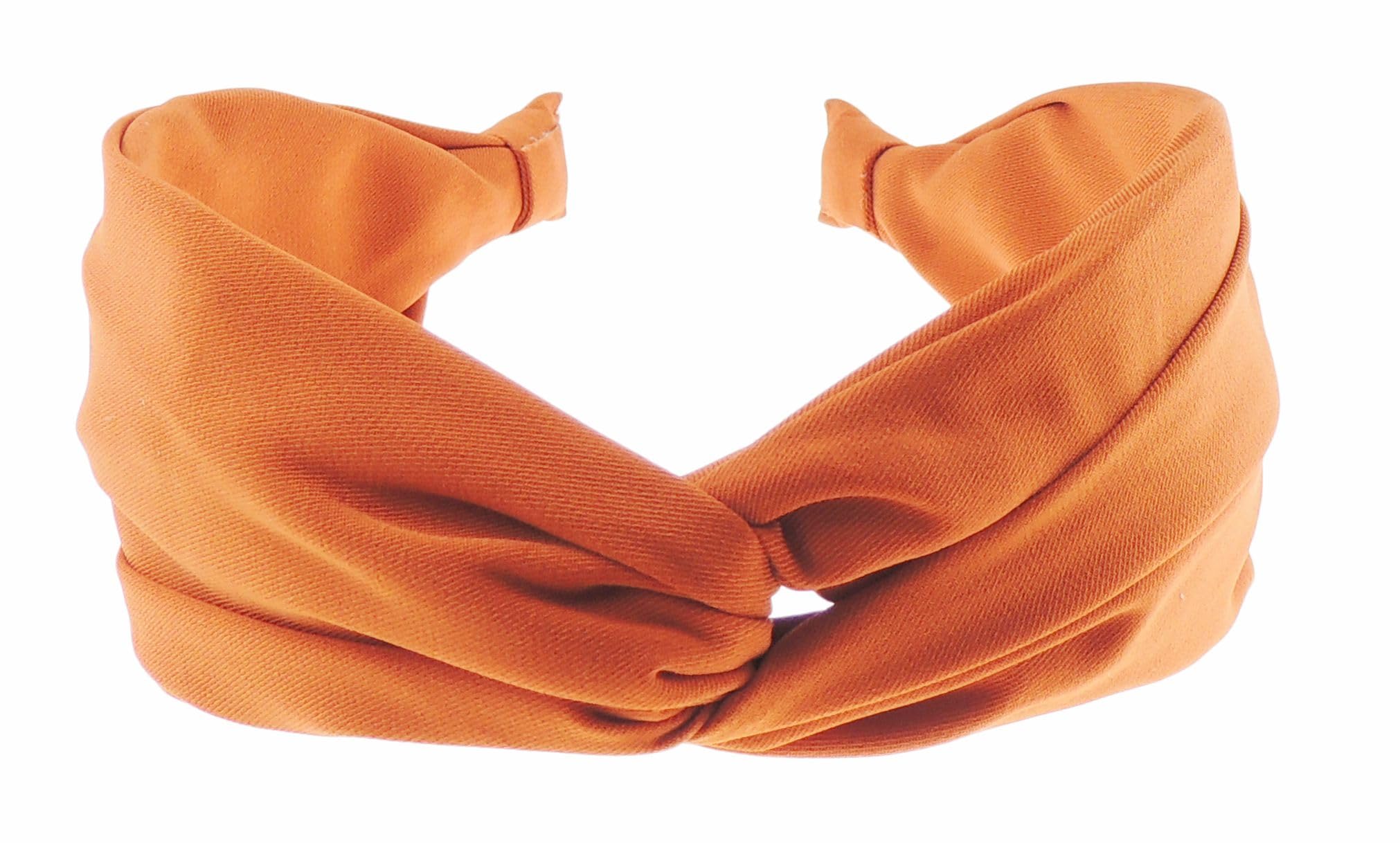 Ladies Wide Top Twist Detail Fabric Covered Headband Alice Band Wide Jersey (Rusty Brown)