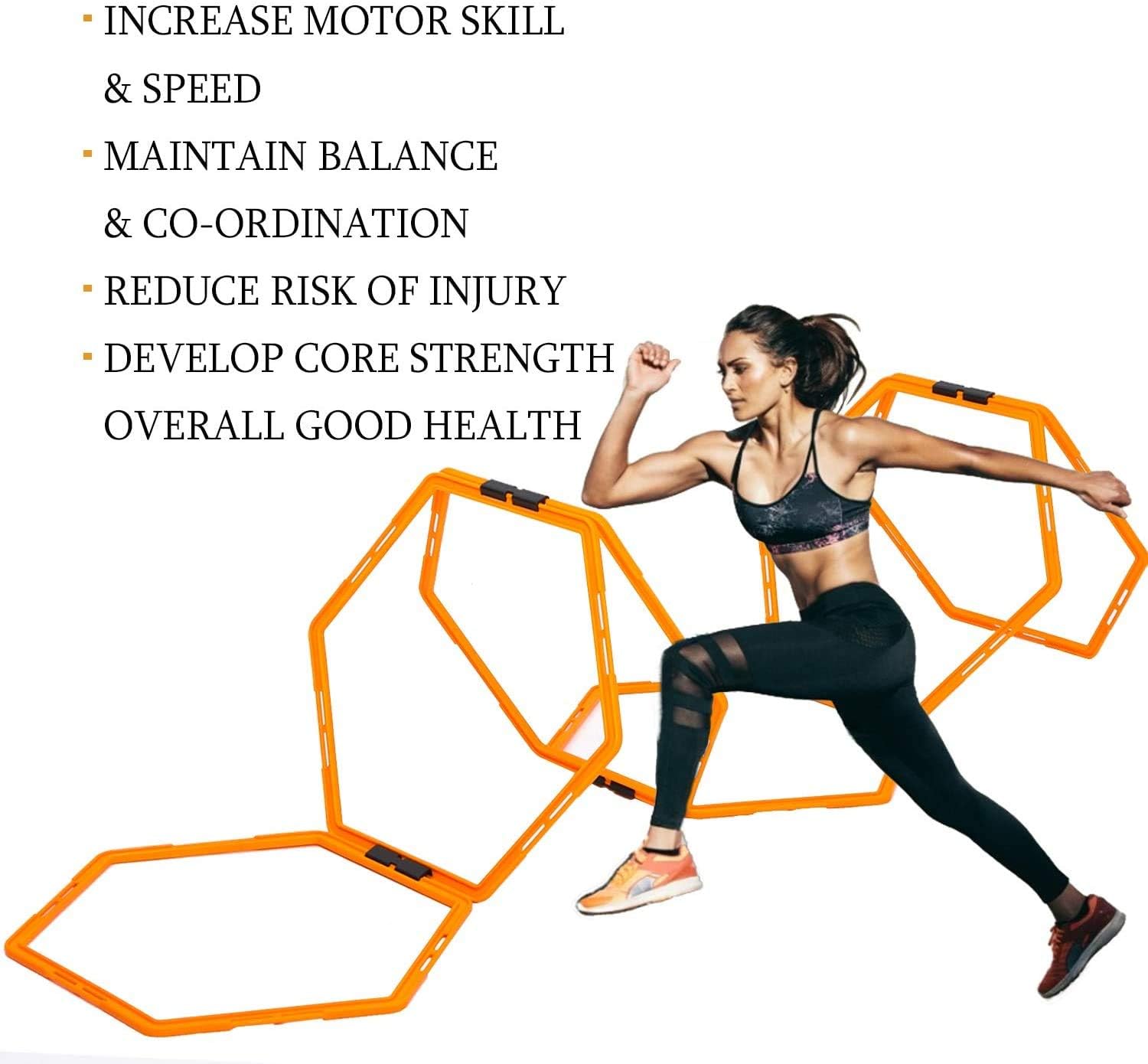 Max4out Hexagonal Speed Agility Training Rings Set of 12 Rings Sport Equipment Training Ladder Set : Sports & Outdoors