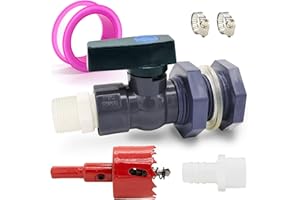 TICIKIM PVC Rain Barrel Diverter Kit Rain Barrel 3/4 Inch Spigot Kit with Bulkhead Fitting, Hose (25mm/1" + 16mm/0.63") Adapter, Hole Saw, Ball Valve, Clamps, Thread Seal Tape