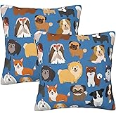 Perinsto Cute Puppy Dogs Animal Throw Pillow Covers Set of 2 Decorative Pillowcases Soft Cushion Covers for Sofa Couch Bed Home Decor, 16"X16"