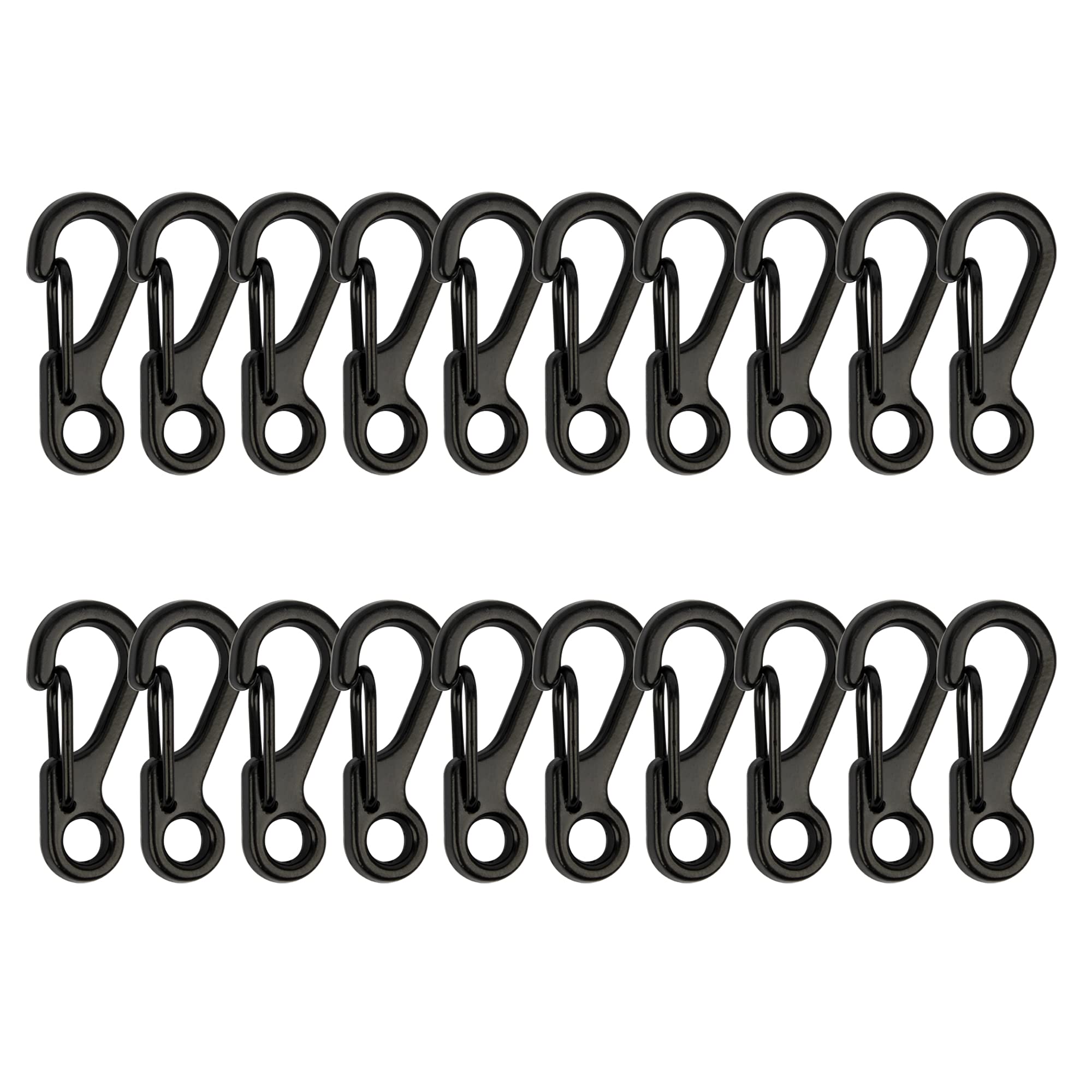 Temlum 2.5 cm Tiny Carabiner Clip, Aluminum Keyring Clips Snap Hook Small Carabiner Clips for Keys, Backpack, Fishing, Camping, Outdoor (Black 20p)