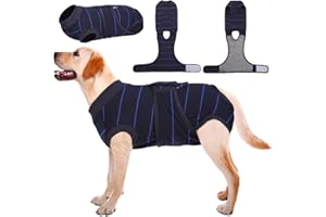 Kuoser Dog Surgery Recovery Suit, Soft Breathable Dog Recovery Suit for Female Spay Male Nueuter, Anti Licking Puppy Onesie Pet Surgical Suit for Dogs Abdominal Wounds Skin Disease, Blue Strips XL
