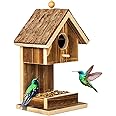 Bird Houses for Outside Hanging Bird House Feeder for Hummingbirds Cardinal Wren Bluebird Wild Birds Small Natural Wood Birdhouse for Country Cottages Farmhouse Outdoor Garden Decoration