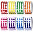 8000 Pieces 1/4 Inch Round Color Coding Labels Roll Solid Dot Stickers Adhesive Colored Circle Stickers for Inventory Organize, File Classification, 8 Colors