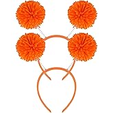 Pistha 2 Pcs Pom Pom Headband Fluffy Ball Hair Loop Blue Feathers Headwear for Costume Cosplay Party School Festivals