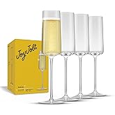 JoyJolt Sidney Stemmed Champagne Flutes Set of 4 | 7 oz Modern Champagne Glasses for Prosecco, Rose, Sparkling Wine, Mimosa, Cocktail Wedding Registry Hosting Gifts | Premium Crystal Made in Europe